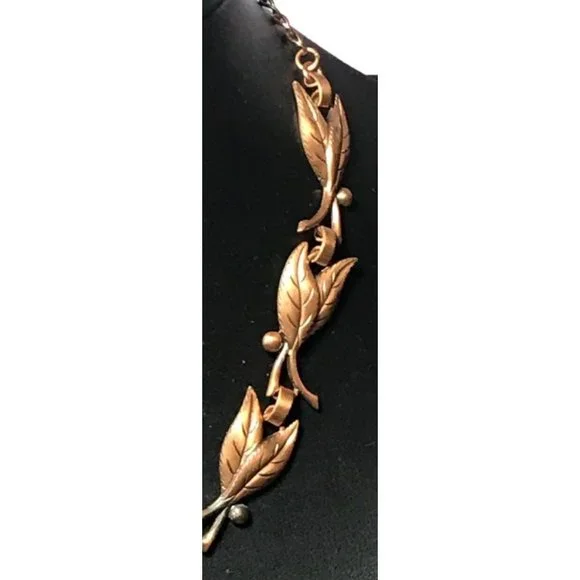 Vintage Bell Trading Post Copper Leaf and Berry Link Choker Necklace MCM - Picture 3 of 4